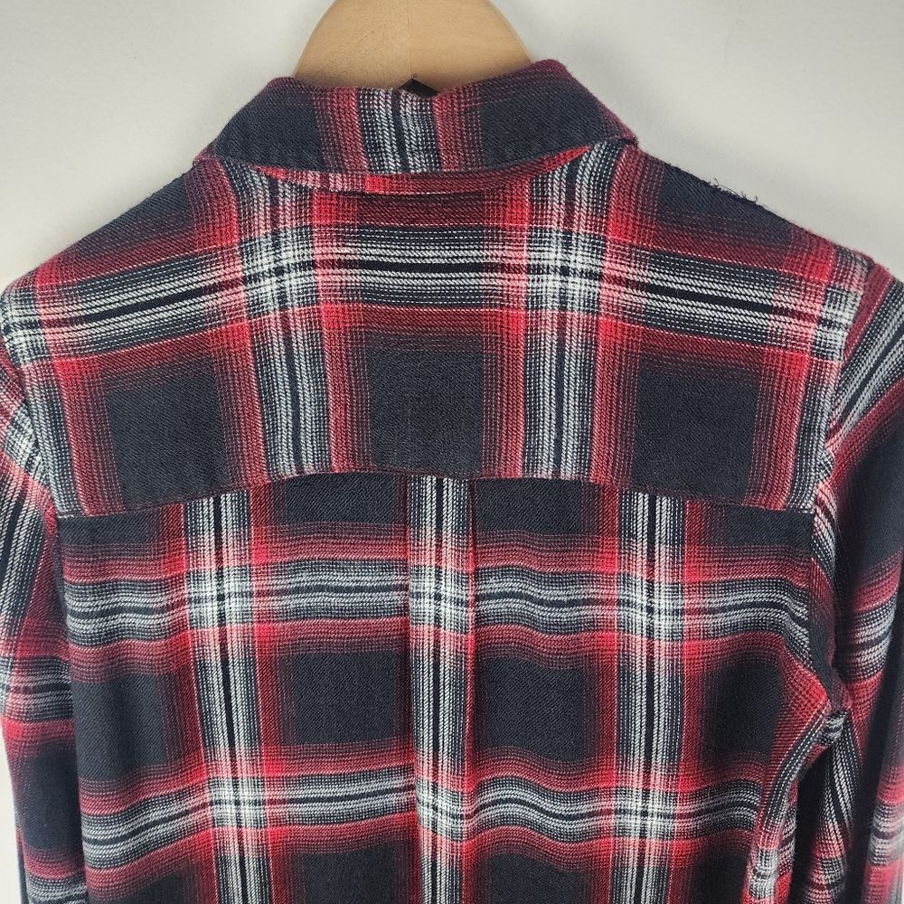 Madewell Button Up Flannel Shirt Top Blouse Black Red White Size XS - Picture 13 of 15